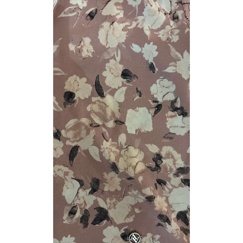 Adrienne Vittadini Floral Tie-Neck Blouse with Lace Sleeves - Size Large - Picture 4 of 5